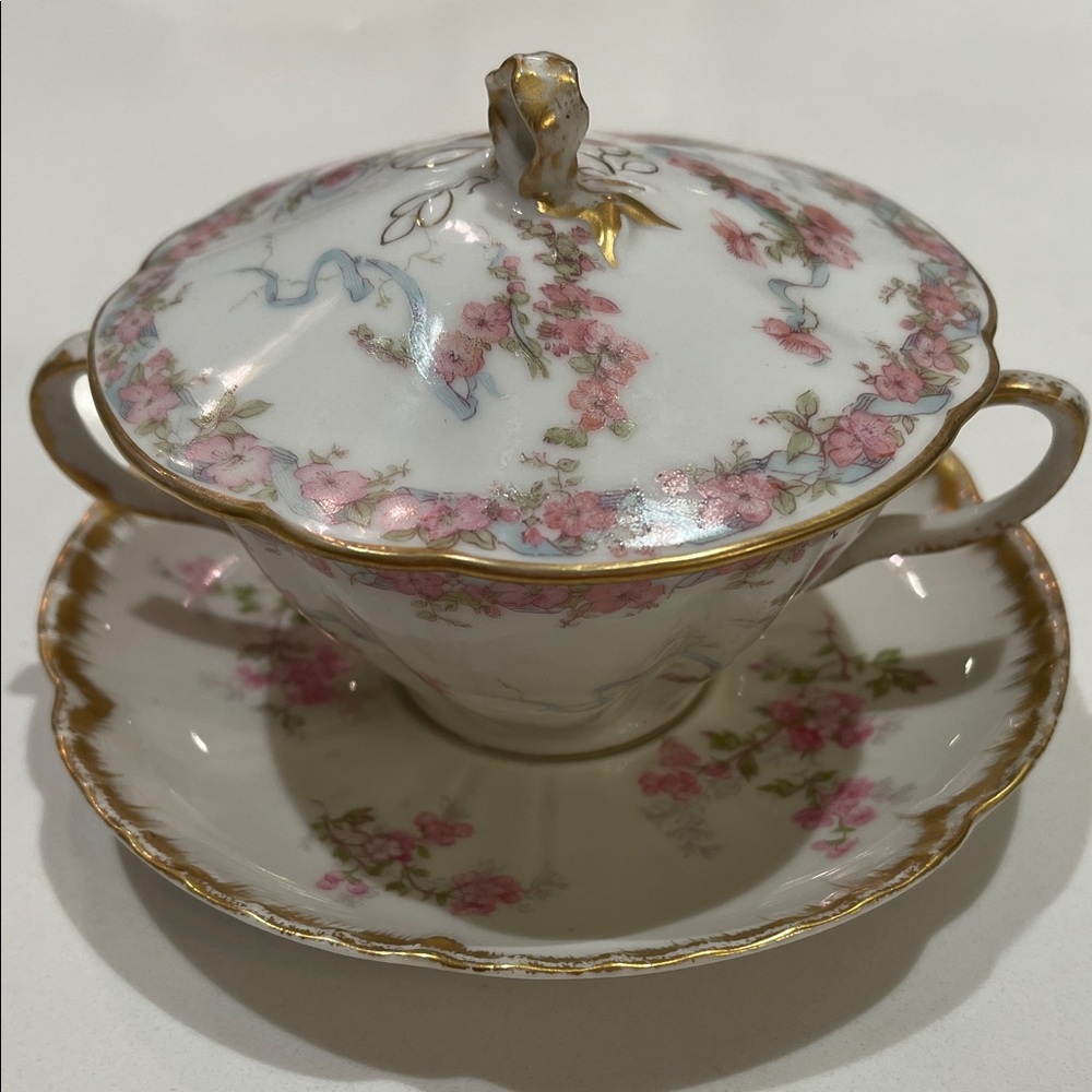 Charming Floral Teacup and Saucer with Gold Trim